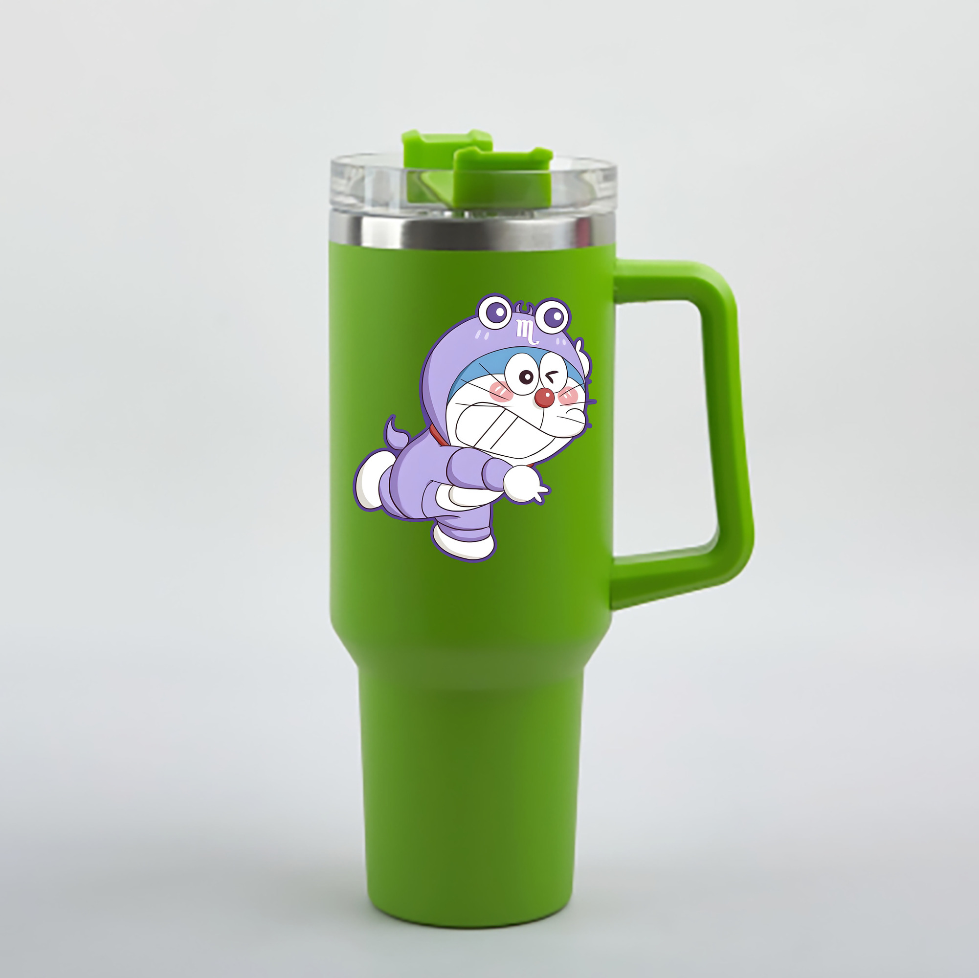 （画像用） ドラえもん Doraemon 1200mL車用タンブラー - クリスタルステッカー（プラスチックストロー付き）